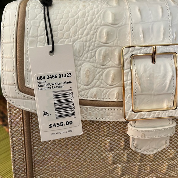 Brahmin Hallie Satchel in Sea Salt Colada. Includes the strap,cards,and dust bag - Picture 13 of 14